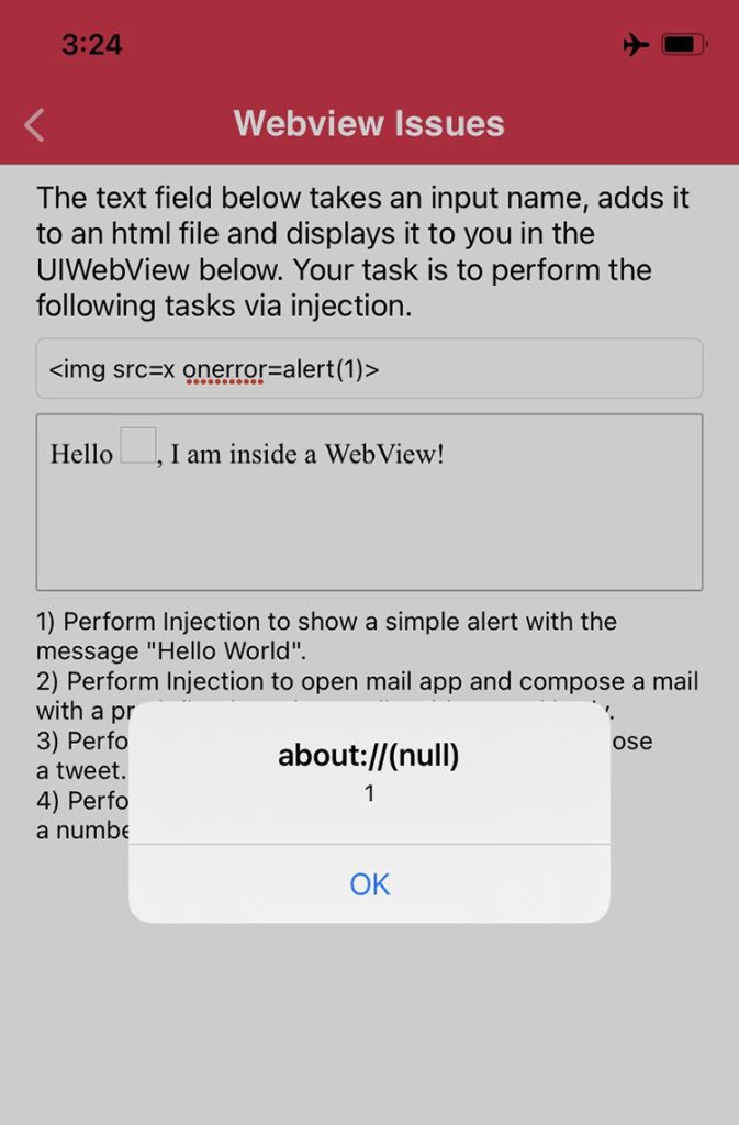 iPhone Application throws popup with 1
