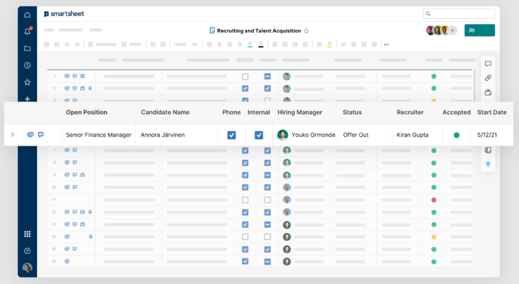 HR Onboarding & Employee Performance Management in Smartsheet